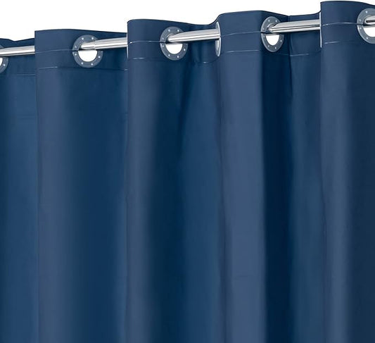 No Hook PEVA Shower Curtain or Liner - 8G Heavy Duty Blue Bathroom Shower Curtain No Hooks Required, Waterproof Plastic & PVC Free, Standard Size 71 x 74, Navy Blue