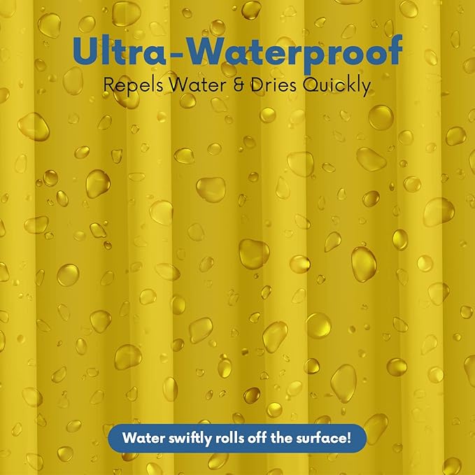 No Smell Shower Curtain Liner 72x72 Yellow - PEVA Plastic Shower Curtain for Bathroom, PVC-Free Waterproof Yellow Shower Liner with Metal Grommets and Magnet-Weighted Bottom Hem - Washable Liner