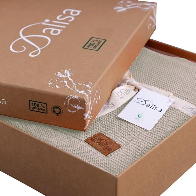 Dalisa 100% Organic Turkish Cotton Throw Blanket - GOTS Certified, Cozy - Perfect for Couch, Bed, and Home Decor - Boho Vintage Knit Alina (Stone, 60x80)