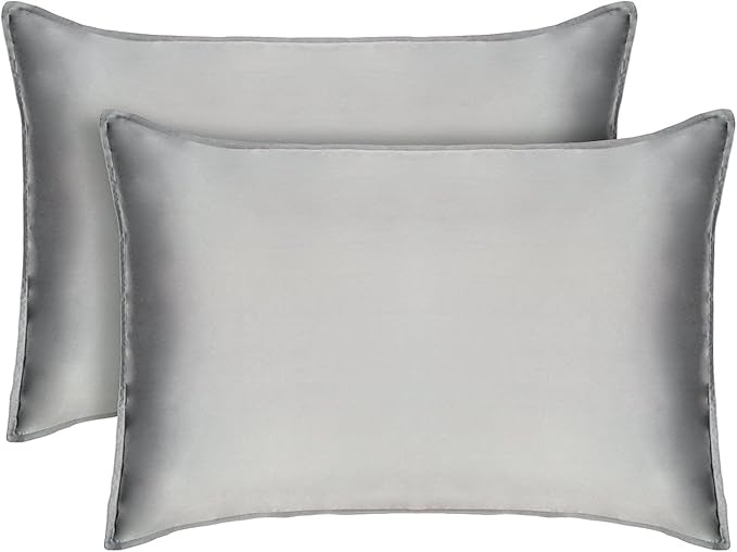 Tafts Pillow Cases King Size - Pure 100% Viscose Derived from Bamboo Luxuriously Soft, Silky, Cooling, Double Stitched, Envelope Closure (2 Pillowcases, Grey)