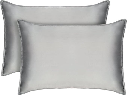 Tafts Pillow Cases King Size - Pure 100% Viscose Derived from Bamboo Luxuriously Soft, Silky, Cooling, Double Stitched, Envelope Closure (2 Pillowcases, Grey)