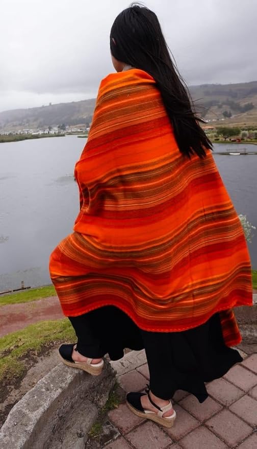 Alpaca Wool Throw Blanket, Orange, 65" x 48" | Ultra-Soft, Warm & Breathable, Hypoallergenic, Non-Itchy, Lightweight