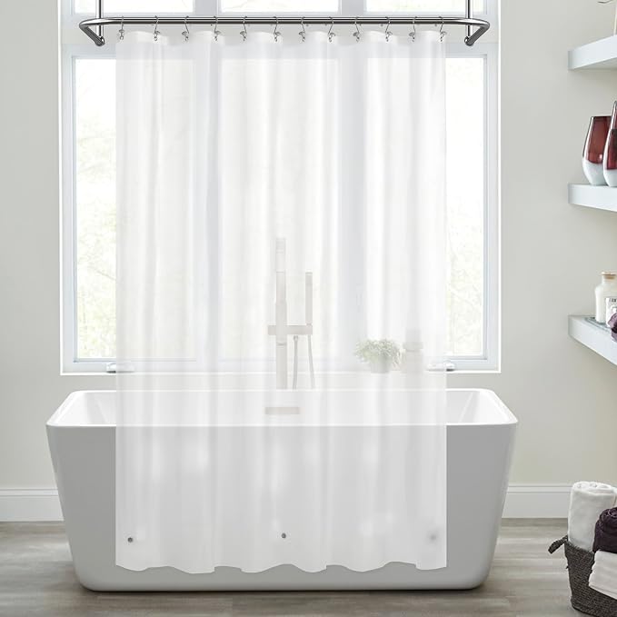 Mrs Awesome Extra Long Shower Curtain Liner with 3 Magnets, Long Frosted PEVA Plastic Shower Curtain for Bathroom Lightweight & Waterproof, 72 x 84, Frost