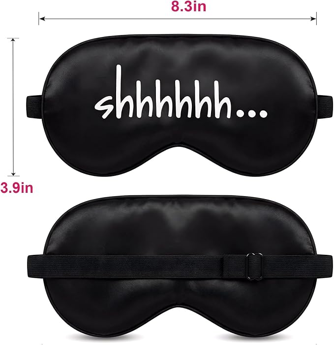 2 Pack 100% Natural Mulberry Silk Sleep Eye Mask with Adjustable Elastic Band Sleep Mask for Women & Men Soft Light Blocking Cover Eyeshade Blindfold Black