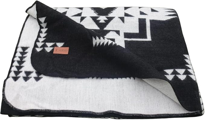AHUAY Premium Hypoallergenic Alpaca Wool Blanket – Reversible 2-in-1 Andean Geometric Throw, Ultra Soft Warm Lightweight, Handmade in Ecuador (Imbabura Black and White, King)