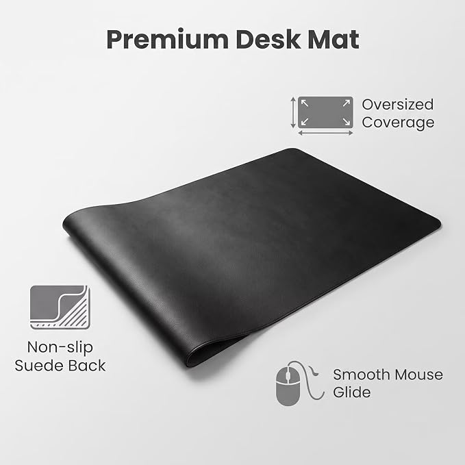 Desk Mat 27.5" x 47.5", PU Leather Table Pad Protector, Non-Slip Large Mouse Mat for Desktop, Waterproof Computer Surface, Office Desktop Cover for Keyboard Mouse, Workspace Writing Pad