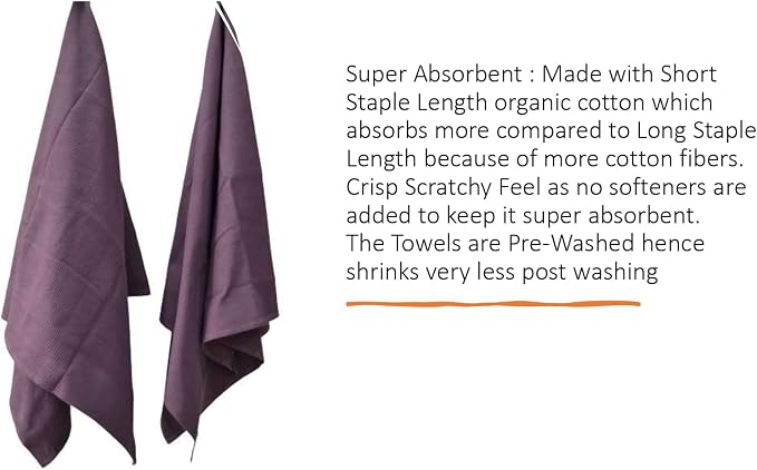 Waffle Bath Towel Pack of 2, 30.5x58 INCHES, 100% Natural Organic Cotton, GOTS Certified (Burgundy) Super ABSORBANT & Quick Dry,NO SOFTENERS, Environment Friendly