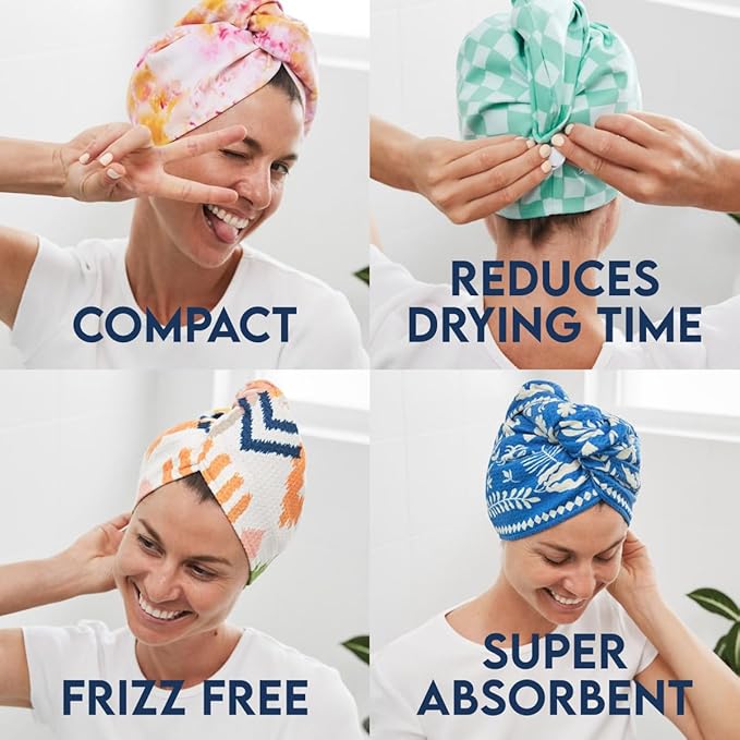 Dock & Bay Turban Hair Towel - for Home & The Beach - Super Absorbent, Quick Dry - Miami Morning