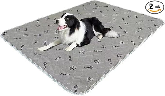 Peepeego 2Pack Pee Pads Washable 36”x48 +Free Dog Comb, Waterproof Rugs Non Slip