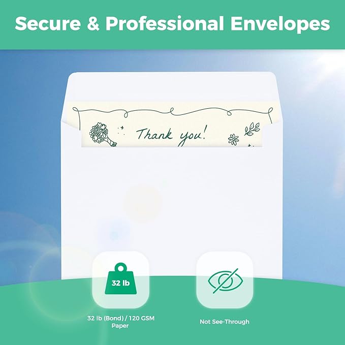 Ohuhu Blank White Cards and Envelopes 100 Pack - 4" x 6" Heavyweight Folded Cards and A4 Envelopes for DIY Greeting Cards Wedding Birthday Invitations Baby Shower Thank You Cards and All Occasions