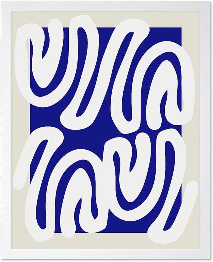 Monem Art Organic Shape Pattern Print - Modern Minimalist Abstract Poster - Wall Decor for Living Room, Bedroom or Office - 8x10 White Framed Wall Art by Rs Lab Studio