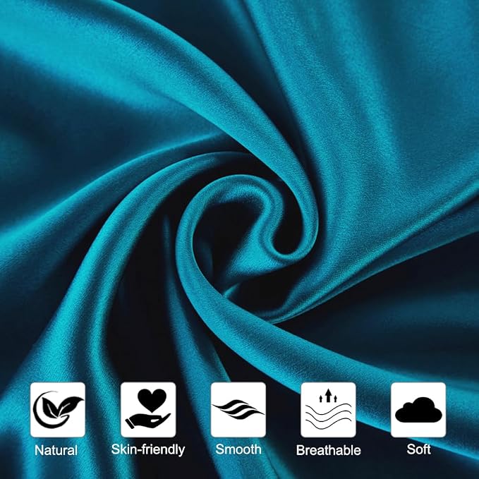 Ravmix Silk Pillow Cases with Zipper, 21momme Mulberry Silk Pillowcase for Hair Skin Health, Soft Smooth Breathable Cool Pillow Cover for Beauty Sleep with Gift Box 1PC(Queen 20"x30", Peacock Blue)