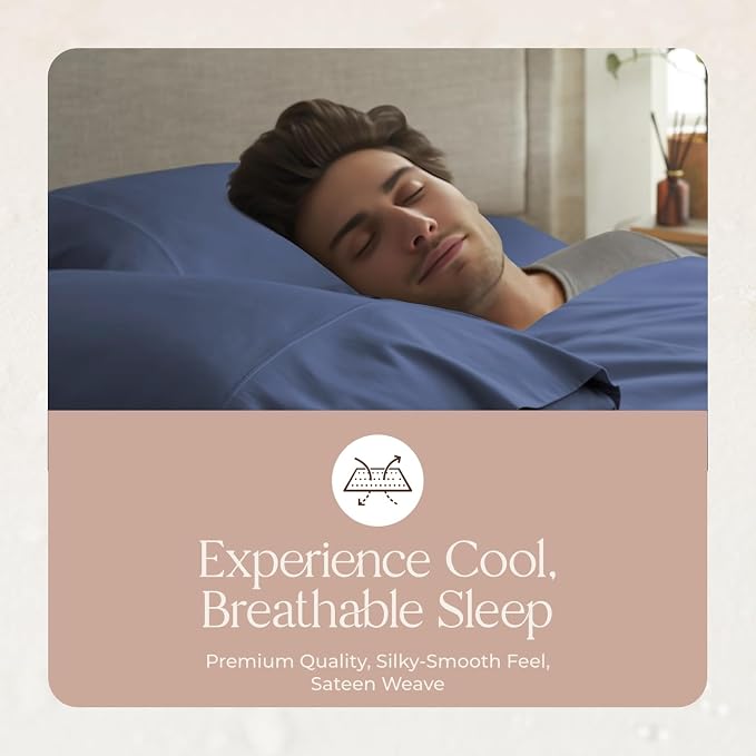 100% Organic Cotton Pillow Cases Standard Size Set of 2-100% Cotton Pillowcases GOTS Certified 300 Thread Count - Naturally Cooling Comfortable Breathable & Soft Pillow Cases (Navy, Standard)