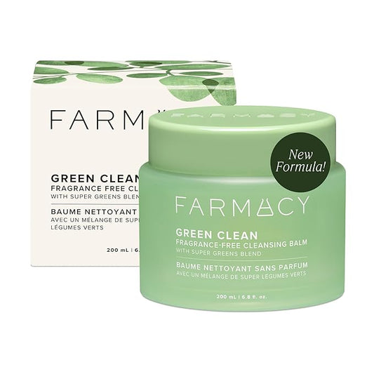 Farmacy Makeup Remover Cleansing Balm - Green Clean Waterproof Makeup Remover + Oil Based Cleanser - Newly Formulated Double Cleanser with Plant Based Waxes + Upcycled Moringa - Fragrance Free (200ml)