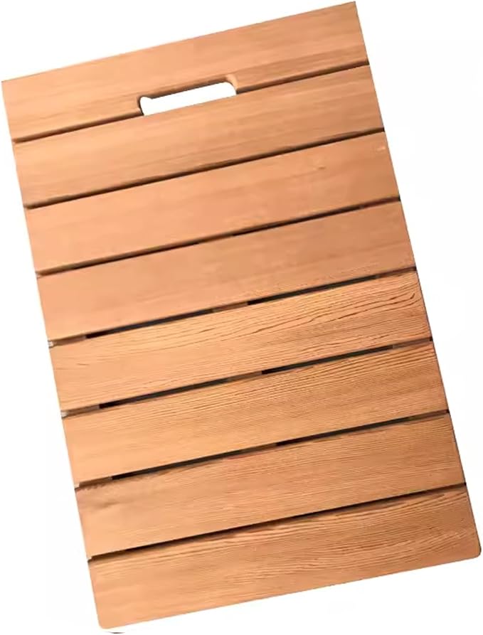 Waterproof Bamboo Bath Mat for Shower, Bathroom Non-Slip Wooden Bath Mat, Solid Wooden Floor Mat for Bathroom, Heavy Duty, for Indoor Outdoor(D,W40xL40cm)