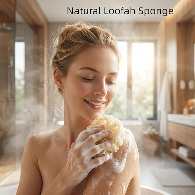Natural Loofah Sponges 2 Pack of Organic Loofahs（Two Whole loofah） Exfoliating Scrubber Friendly 100% All Natural luffa Cleaning for Deep Clean Skin Care Bath Spa Shower Women