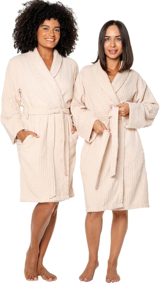 100% Organic Turkish Cotton Bathrobe - Terry Cloth Spa Towel Robe Lightweight Absorbent Shower Robe