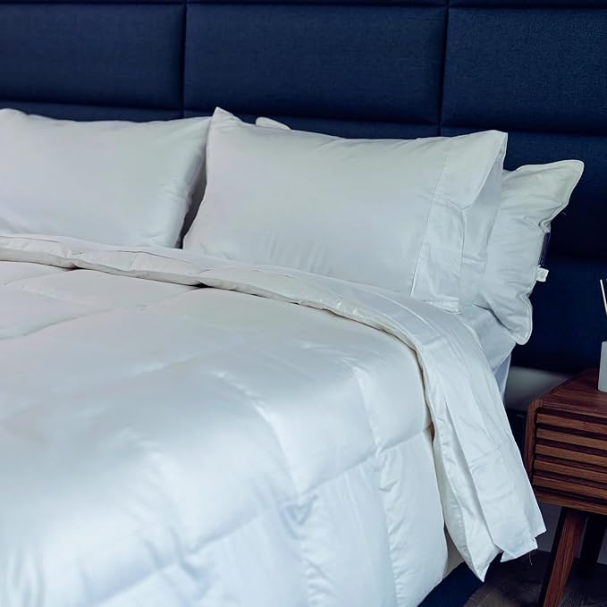 Down Alternative Comforter – Corner Loops in Each Corner, 400 Thread Count 100% Cotton Sateen Shell, Soft and Plush Feel, King Size: 90”x106”