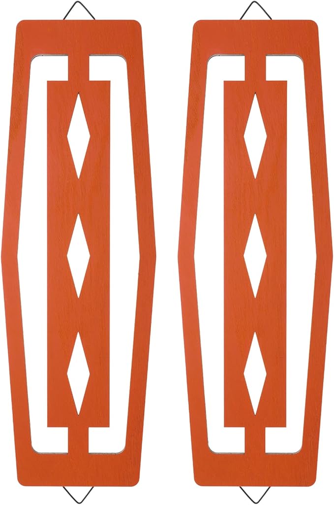 CroBlissful 2 Pcs Modern Mid Century Wall Art Wood Mid Century Elegance Decor Accents Abstract Wall Sculpture Geometric Panels for Interior Panel Art for Home Living Room(Orange)