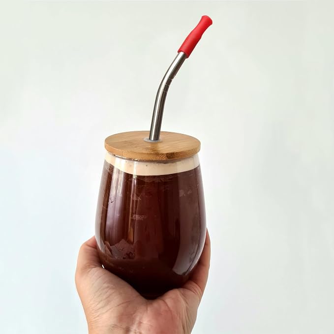Reusable Bombilla Yerba Mate Straw - Stainless Steel Removable Spoon Style Filter with Soft Silicone Tip - Metal Straw for Drinking Loose Leaf Tea, Coffee - Includes Cleaning Brush by Beruth
