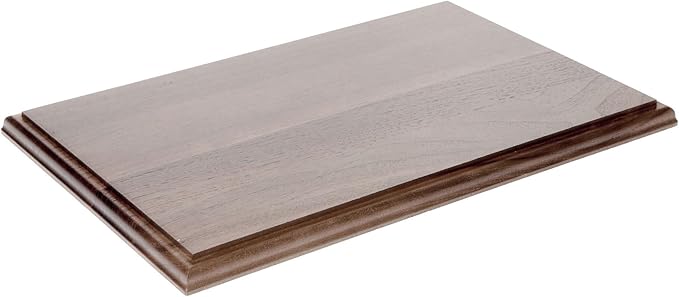 Plymor Solid Walnut Rectangular Wood Display Base with Ogee Edge, 16.75" W x 10.5" D x 0.75" H, Pack of 2