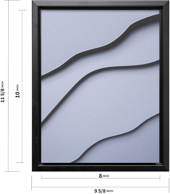 Monem Art Minimalist White Paper Waves Print - Abstract Scandinavian Texture Poster - Wall Decor for Living Room, Bedroom or Office - 8x10 Black Framed CANVAS Wall Art by Mareike Bohmer