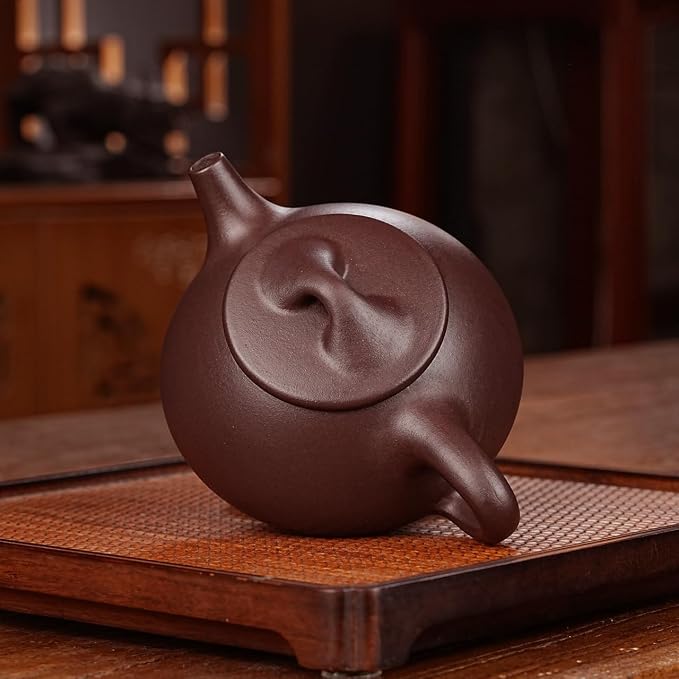 Fine Zisha Teapot Series,Chinese Genuine Handmade Yixing Purple Clay Tea Pot 10.8 Oz with 2 Cups,Infuse Brew Kungfu Tea Maker -Shipiao Tea Set