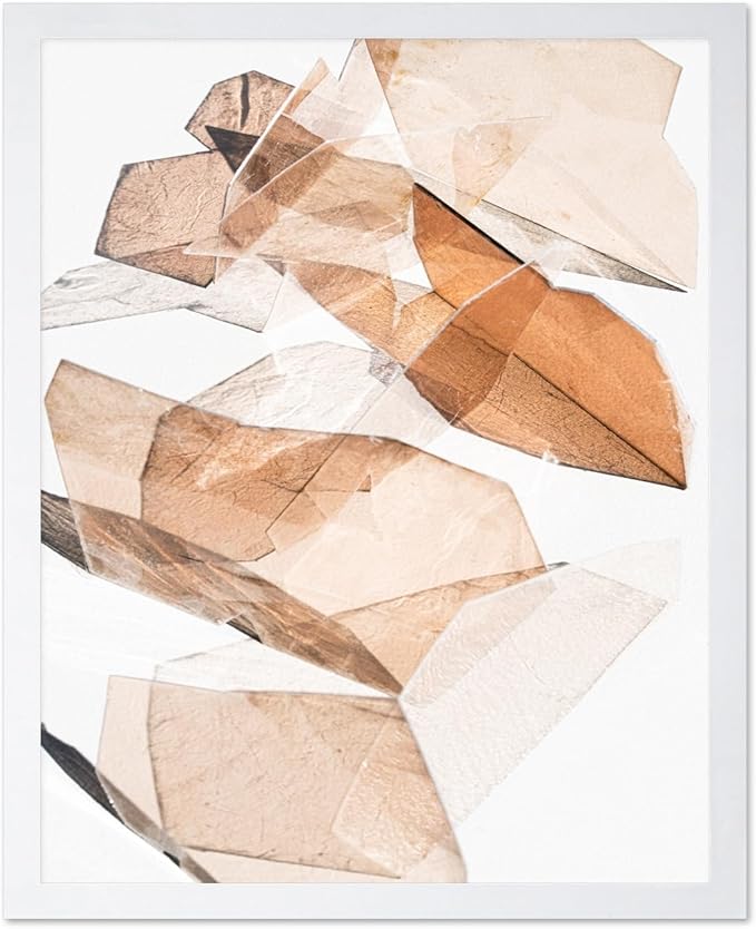 Monem Art Earthy Origami Paper Photography Print - Neutral Abstract Shapes Art Poster - Wall Decor for Living Room, Bedroom or Office - 12x16 White Framed Wall Art by Renee Stramel