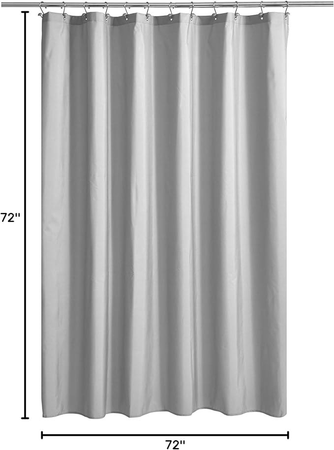 Ultimate Waterproof Fabric Shower Curtain or Liner, TPU Lining & Machine Washable, Use for Bath Tub/Stall in Home and Hotel, Gray, 72"x72"