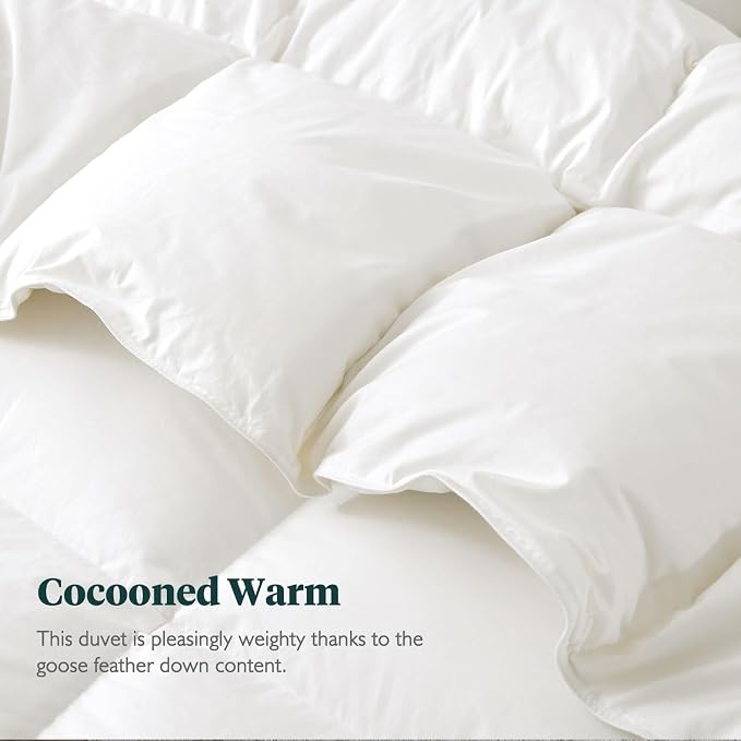 Feathers & Down Comforter, Organic Duvet Insert, 100% Cotton Shell, Ethically-sourced Feathers and Down Filler, All Season Warm, California King Size, White