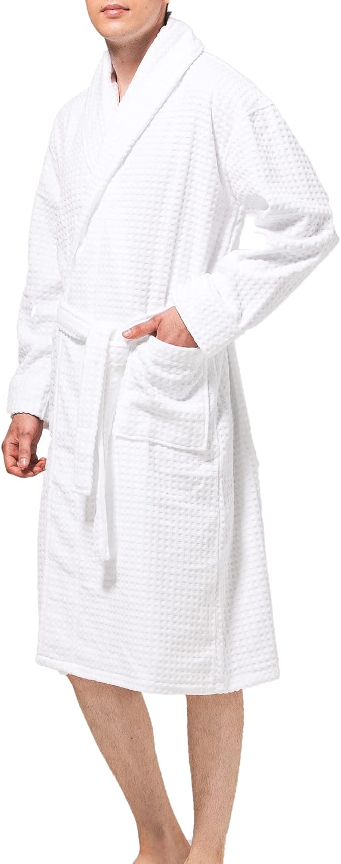 Alpine Swiss Dario Mens Luxury Waffle Knit Cotton Bathrobe Shawl Collar Hotel Spa Robe