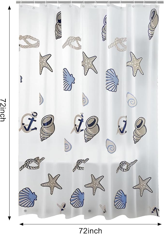 PEVA Shower Curtain, Water Repellent Premium Bathroom Shower Curtain with 3 Magnetic Weights for Shower Stall, Bathtubs