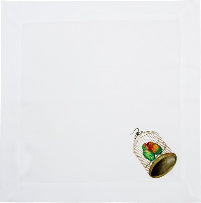 Huddleson Lovebirds Linen Napkin (Set of Eight) Sewn in US