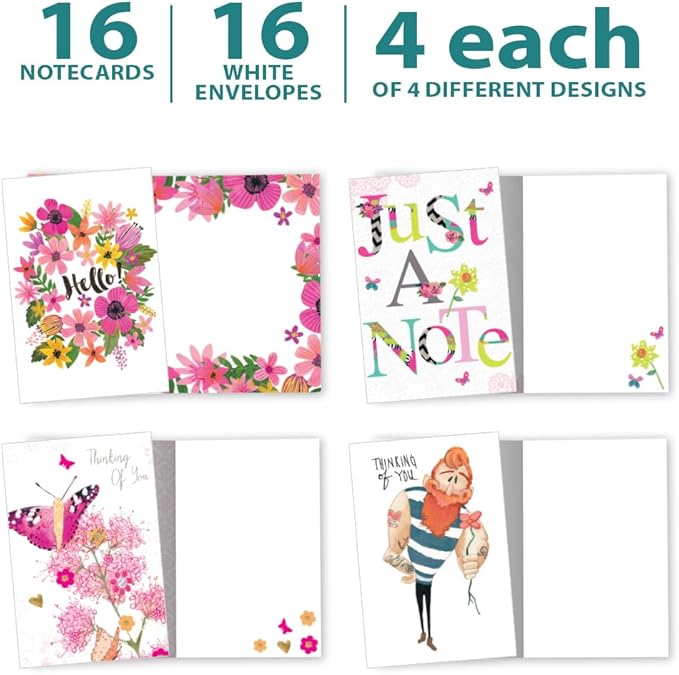 Tree-Free Greetings - All Occasion Cards - Artful Designs - 16 Assorted Cards + White Envelopes - Made in USA - 100% Recycled Paper - 4"x6" - Bursting with Vibrancy (FP54168)