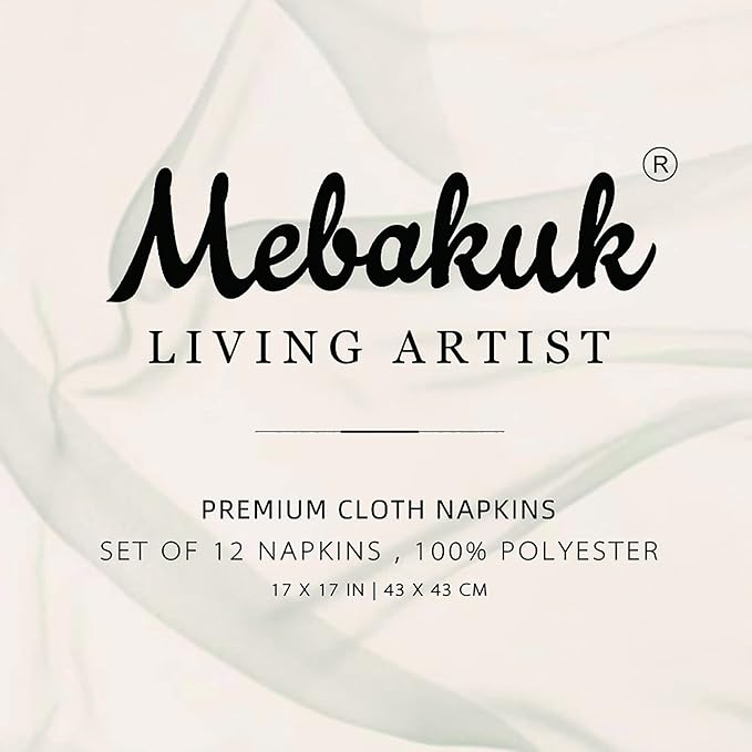 Mebakuk Cloth Napkins Set of 12, Premium 17 x 17 Inch Solid Washable Linen Style Napkins, Soft Table Napkin for Wedding Party Restaurant Dinner Parties