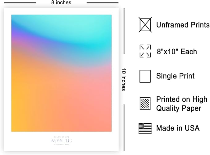 Monem Art Mystic Iridescent Gradient Print - Minimalist Abstract Color Field Poster - Wall Decor for Living Room, Bedroom or Office - 8x10 Unframed Wall Art by Rs Lab Studio