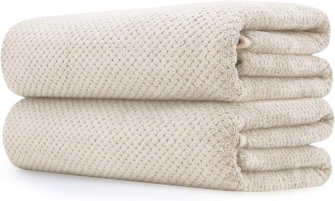 Extra Large Bath Towel Set of 2 (35"x70"),Oversized Bath Sheet Super Soft Highly Absorbent Jumbo Bathroom Towel Set Microfibers Quick Dry Shower Towel for Hotel,Bathroom,Guest,Spa,Gym (2PCS Khaki)