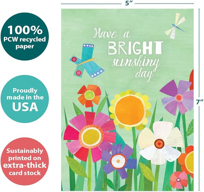 Tree-Free Greetings - Birthday Cards - Artful Designs - 8 Assorted Cards + Matching Envelopes - Made in USA - 100% Recycled Paper - 5 x 7 - Summer Days (GA60284)