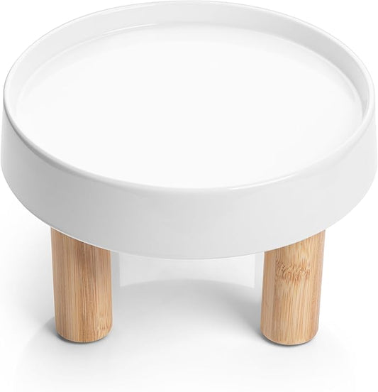 CatGuru Food Table for Cat Bowls, Elevated Feeding Station for Cat Food Bowl, Raised Stand for Food and Water Bowls, Pet Feeder for Indoor Cats, Stress Free Stand for Pet Dishes (Marshmallow, High)