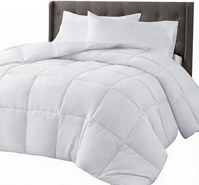 COHOME Oversized Queen Size Comforter, All-Season Quilted Down Alternative Duvet Insert, Luxury Hotel Reversible GentleSoft Comforter with Anti-Clump Tech & 8 Tabs,Pure White