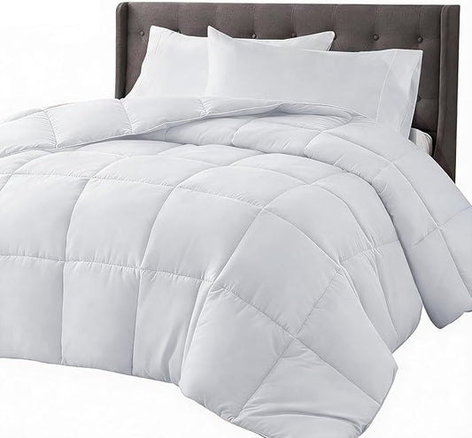 COHOME Oversized Queen Size Comforter, All-Season Quilted Down Alternative Duvet Insert, Luxury Hotel Reversible GentleSoft Comforter with Anti-Clump Tech & 8 Tabs,Pure White