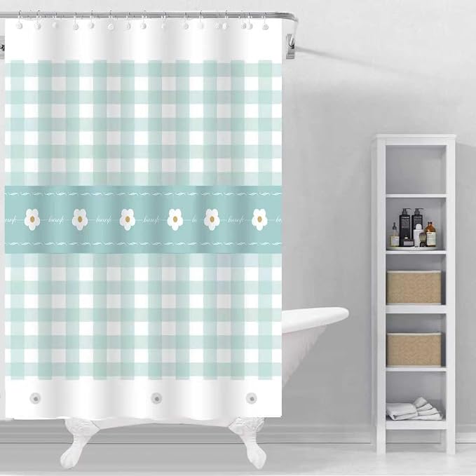 TIKABC Shower Curtain Liner, 4G PEVA Shower Liner, Plastic Peva Waterproof Shower Curtains, 72x72 inch with Grommet Holes 3 Magnetic Weights