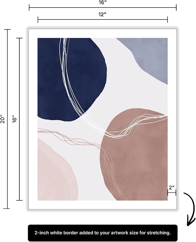 Monem Art Abstract Organic Shapes Print - Scandinavian Blue Geometric Poster - Wall Decor for Living Room, Bedroom or Office - 12x16 ROLLED CANVAS Wall Art by Mareike Bohmer