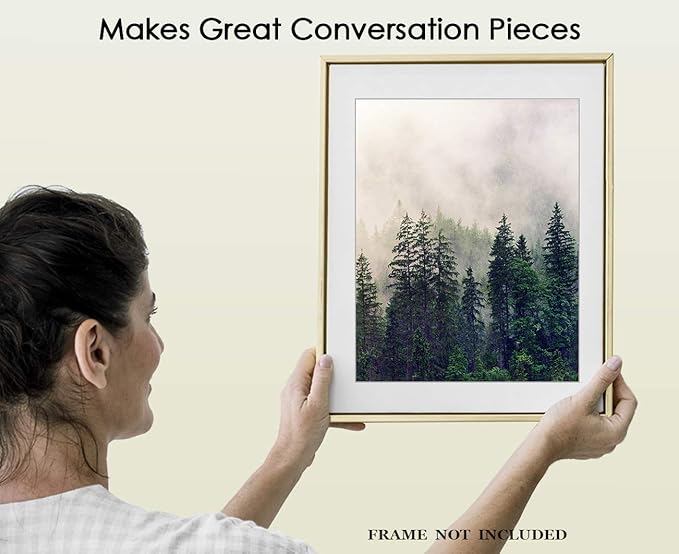 Buzz Unplugged Foggy Forest Abstract Wall Art: Minimalist, Aesthetic & Boho Wall Art for Home, Office, Bedroom & Living Room Decor - Unframed Posters 8x10