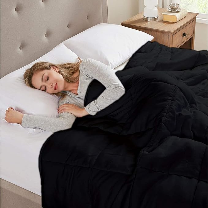 All Season Hypoallergenic Luxurious Down Alternative Cotton Comforter, Ultra-Soft 750 Fill-Power Full Size Measures 82" x 86", Black
