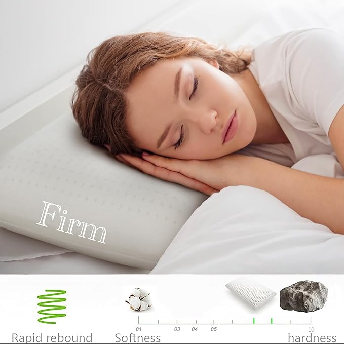 Talalay 100% Natural Premium Latex Pillow,Bed Pillow for Sleeping with Removable Cotton Cover, Helps Relieve Pressure, Breathable, Pressure Relief, Durable, Best Gift (1, Standard (High Loft))