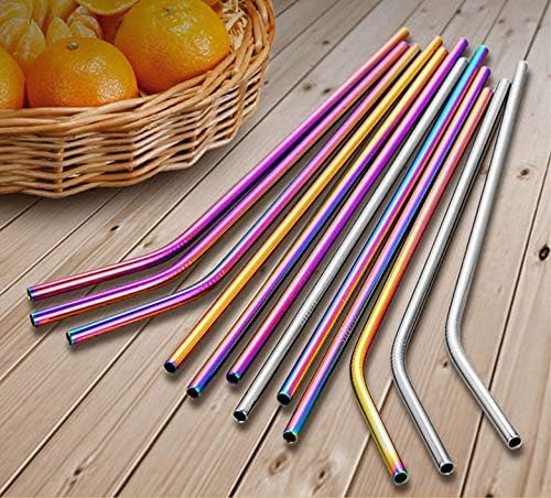 Rainbow Long Metal Straws Reusable 100Pcs. 265mm Ultra Long Stainless Steel Drinking Straws for 30oz and 20oz Tumblers Yeti in Bulk Order Dishwasher Safe (10.5" Long, Rainbow-100pcs Straight)