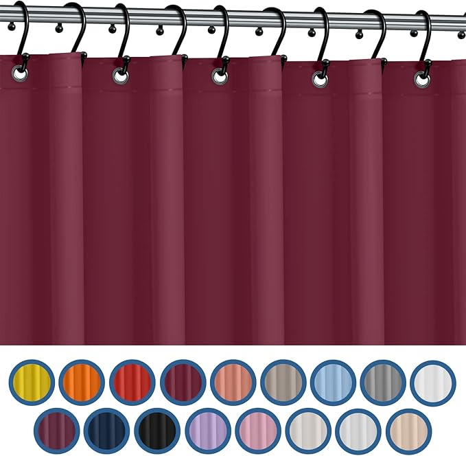 No Smell Shower Curtain Liner 72x72 Burgundy - PEVA Plastic Shower Curtain for Bathroom, PVC-Free Waterproof Burgundy Shower Liner with Metal Grommets and Magnet-Weighted Bottom Hem - Washable Liner
