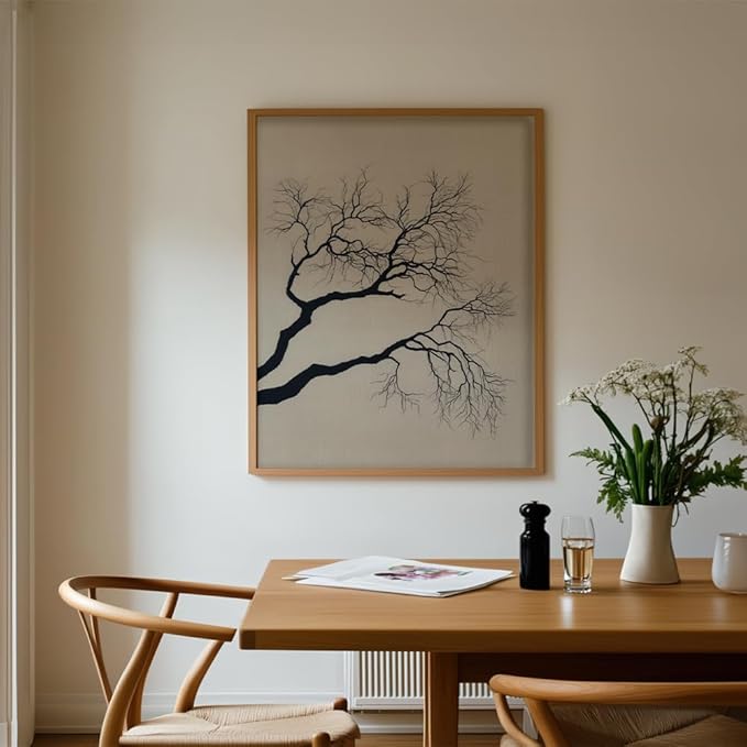(Unframed) (16x20 Inch) Matte Wall Art Print Of Minimalist Line Embroidery of a Tree Branch - Eco-Friendly Poster, Custom Decor for Home, Office, Bedroom, Bath Room, Living Room, Dining Room, Made in