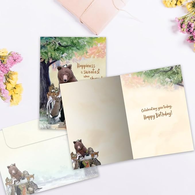 Tree-Free Greetings - Birthday Cards - Artful Designs - 1 Card + Matching Envelope - Made in USA - 100% Recycled Paper - 5"x7" - Sweetest When Shared (GO69170)